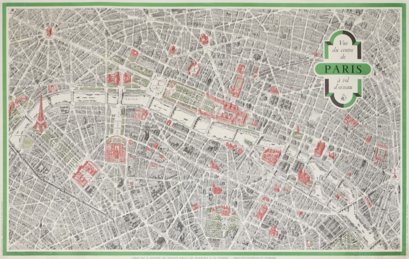 Vue Du Centre De Paris A Vol D Oiseau Carte Plan