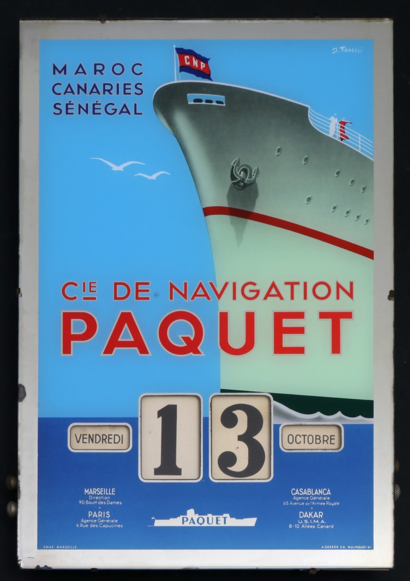 For sale: CALENDRIER PERPETUEL  Cie NAVIGATION PAQUET  MAROC CANARIES SENEGAL  1960